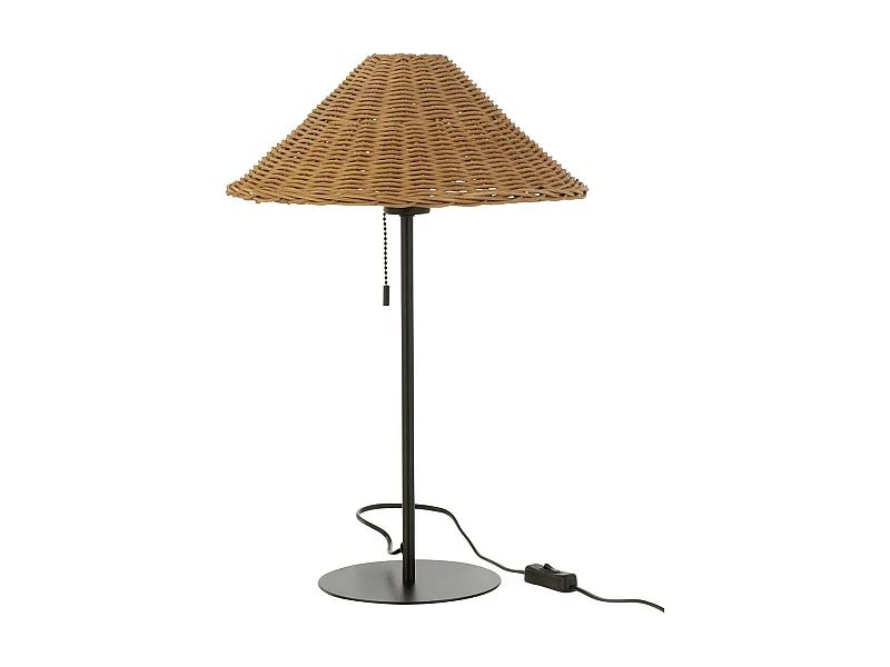 Lampe à Poser en Rotin "Preston" 50cm Naturel & Noir