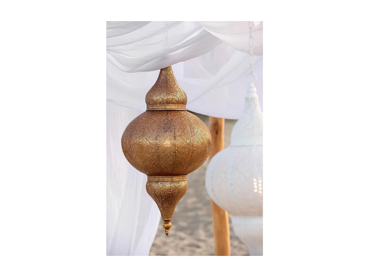 Lampe Suspension en Métal "Bore" 65cm Or