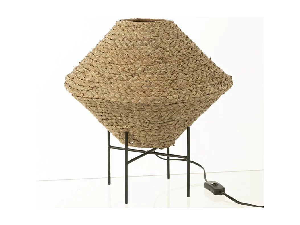 Lampe Suspension en Jonc "Soucoupe" 35cm Naturel