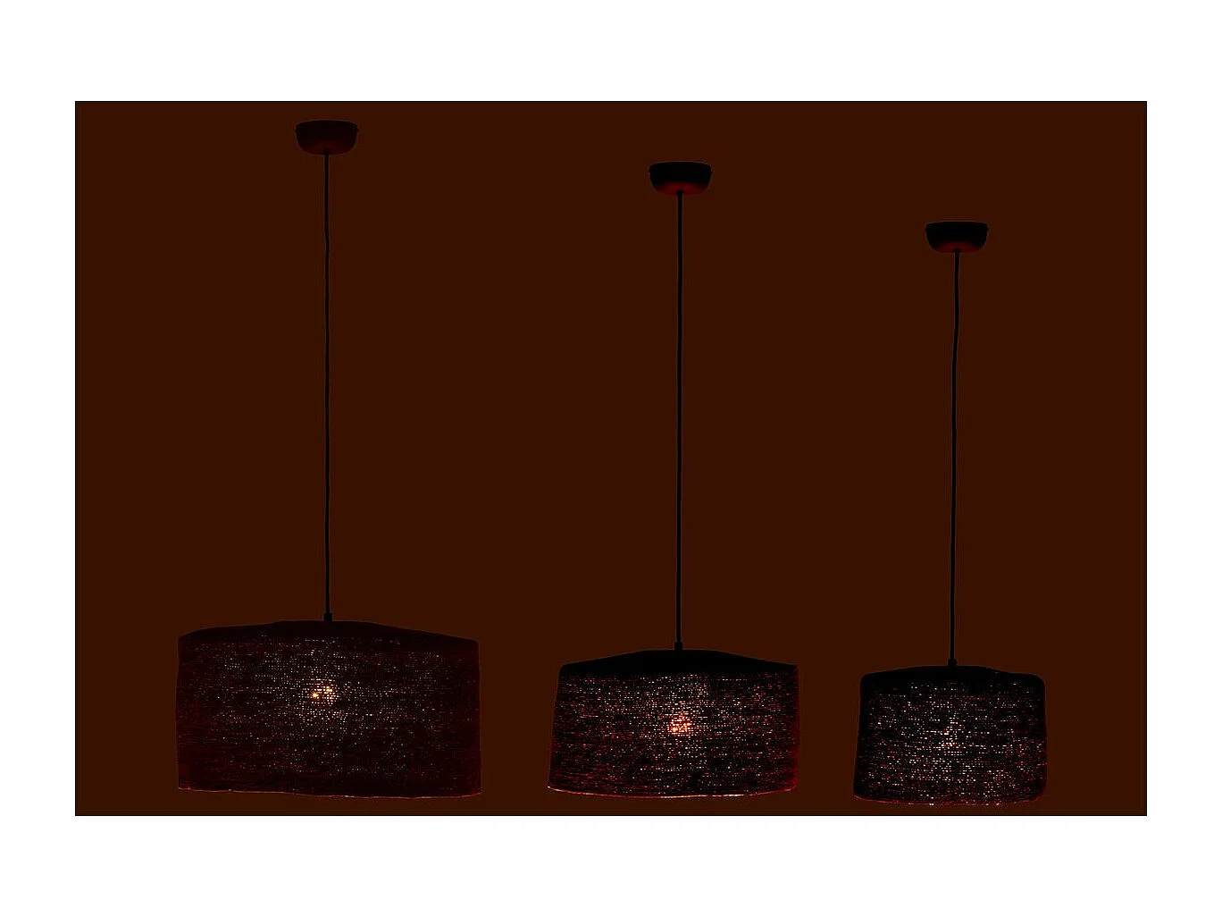 Lot de 3 Lampes Suspension "Moonj" 50cm Rouille