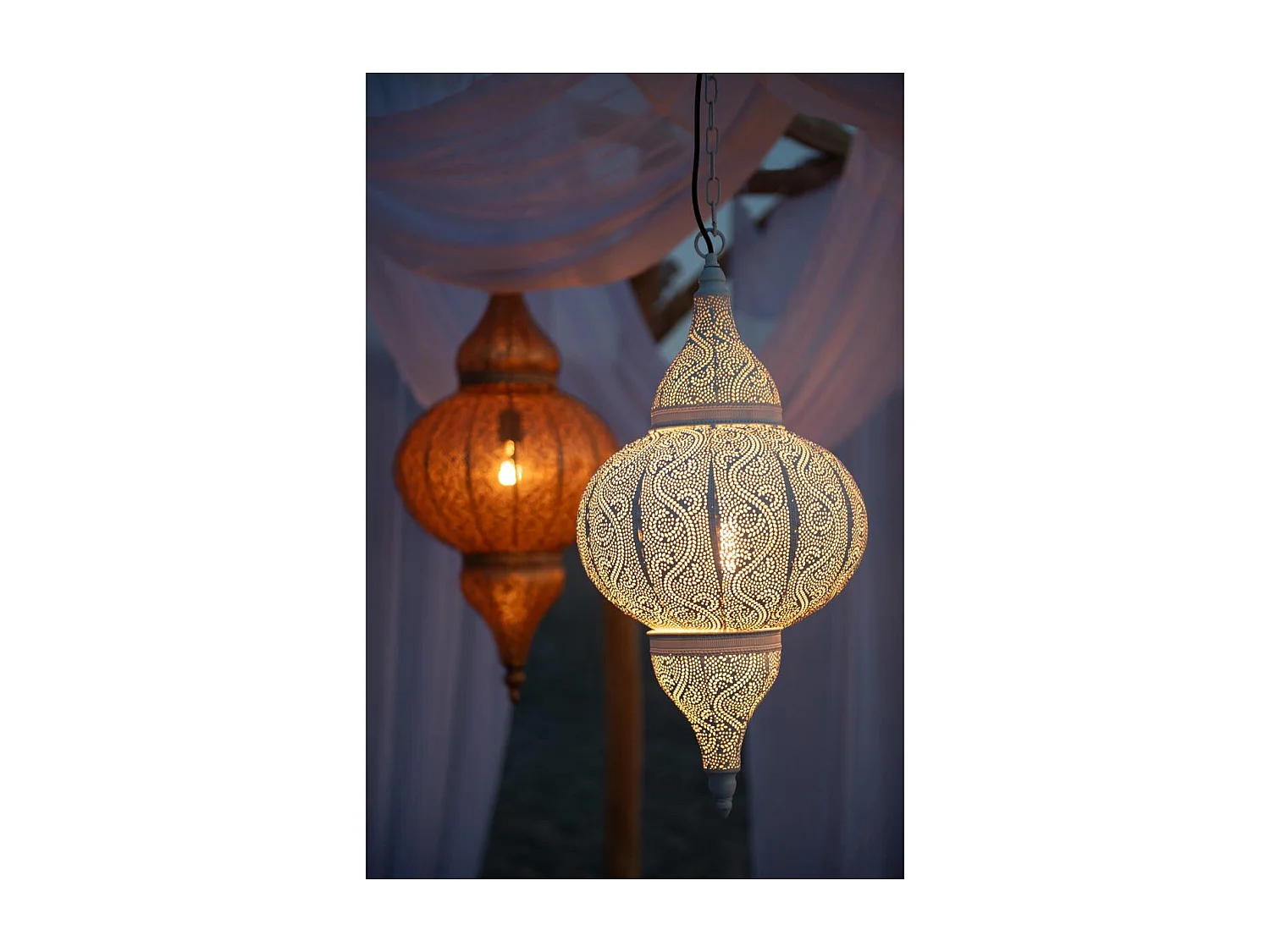 Lampe Suspension en Métal "Bore" 65cm Blanc