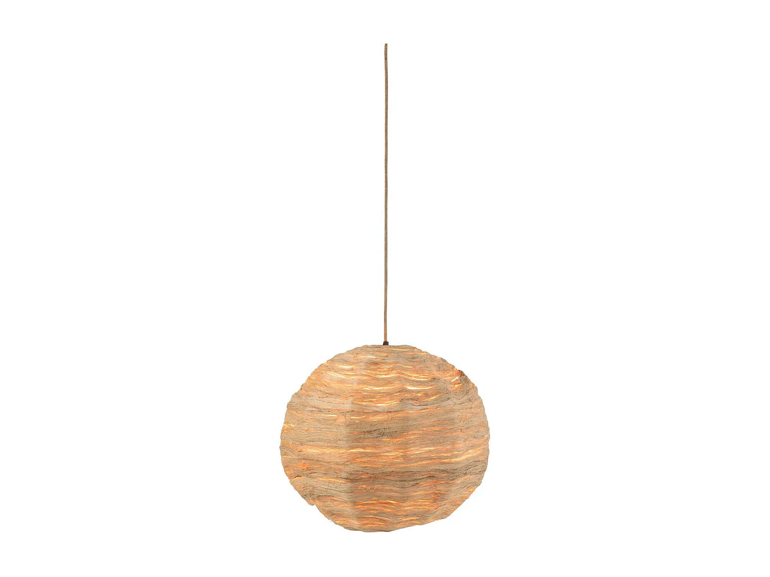 Lampe Suspension Boule "Feuille" 50cm Naturel
