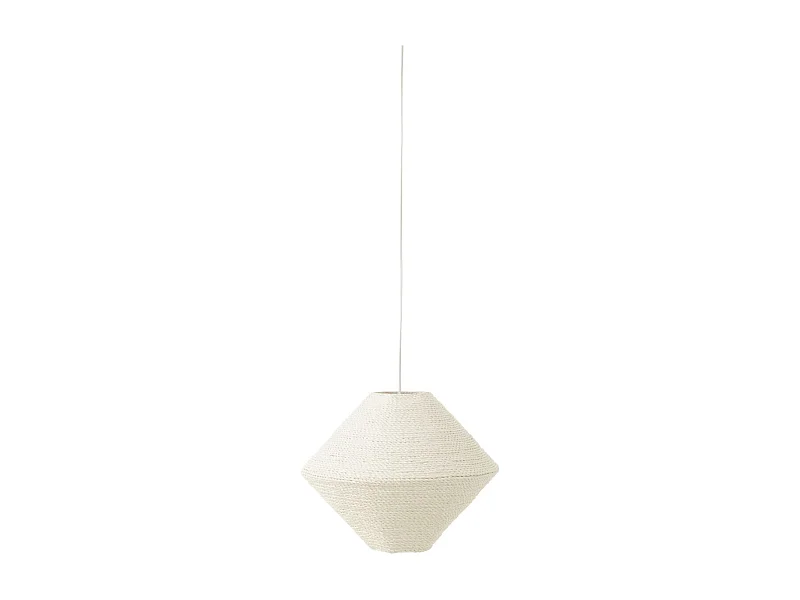 Lampe Suspension en Raphia "Soucoupe" 40cm Blanc