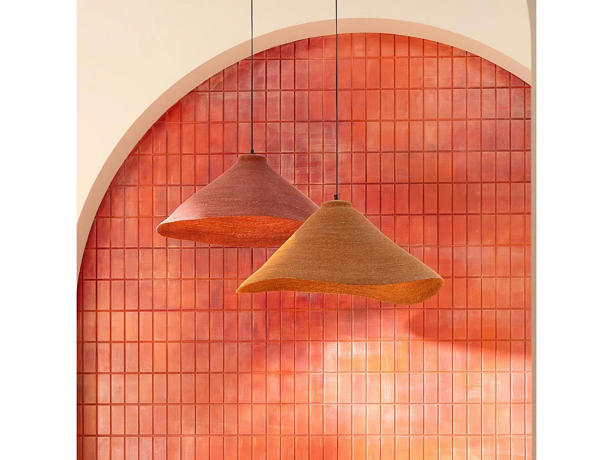 Lampe Suspension en Jonc de Mer "Angelique" 82cm Rouille