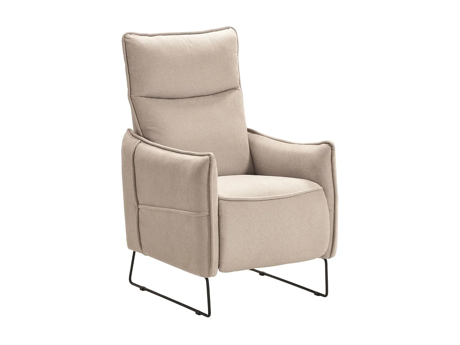 Fauteuil Relax design en tissu beige piètement métal luge - HASSAN