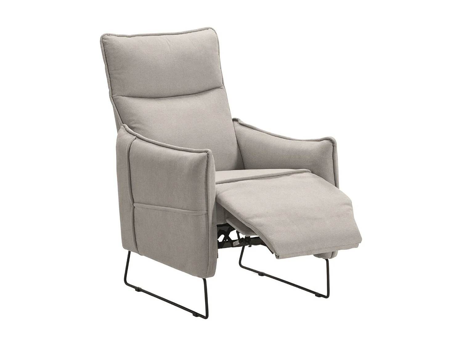 Fauteuil Relax design en tissu gris clair piètement métal luge - HASSAN