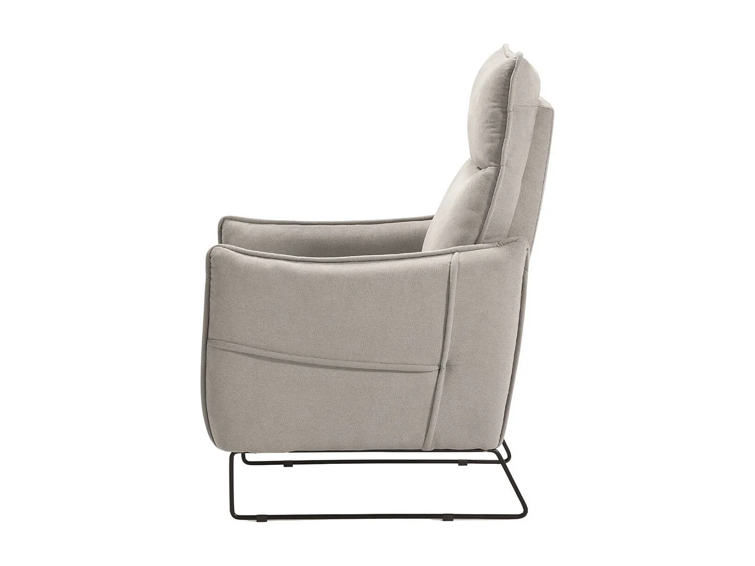 Fauteuil Relax design en tissu gris clair piètement métal luge - HASSAN