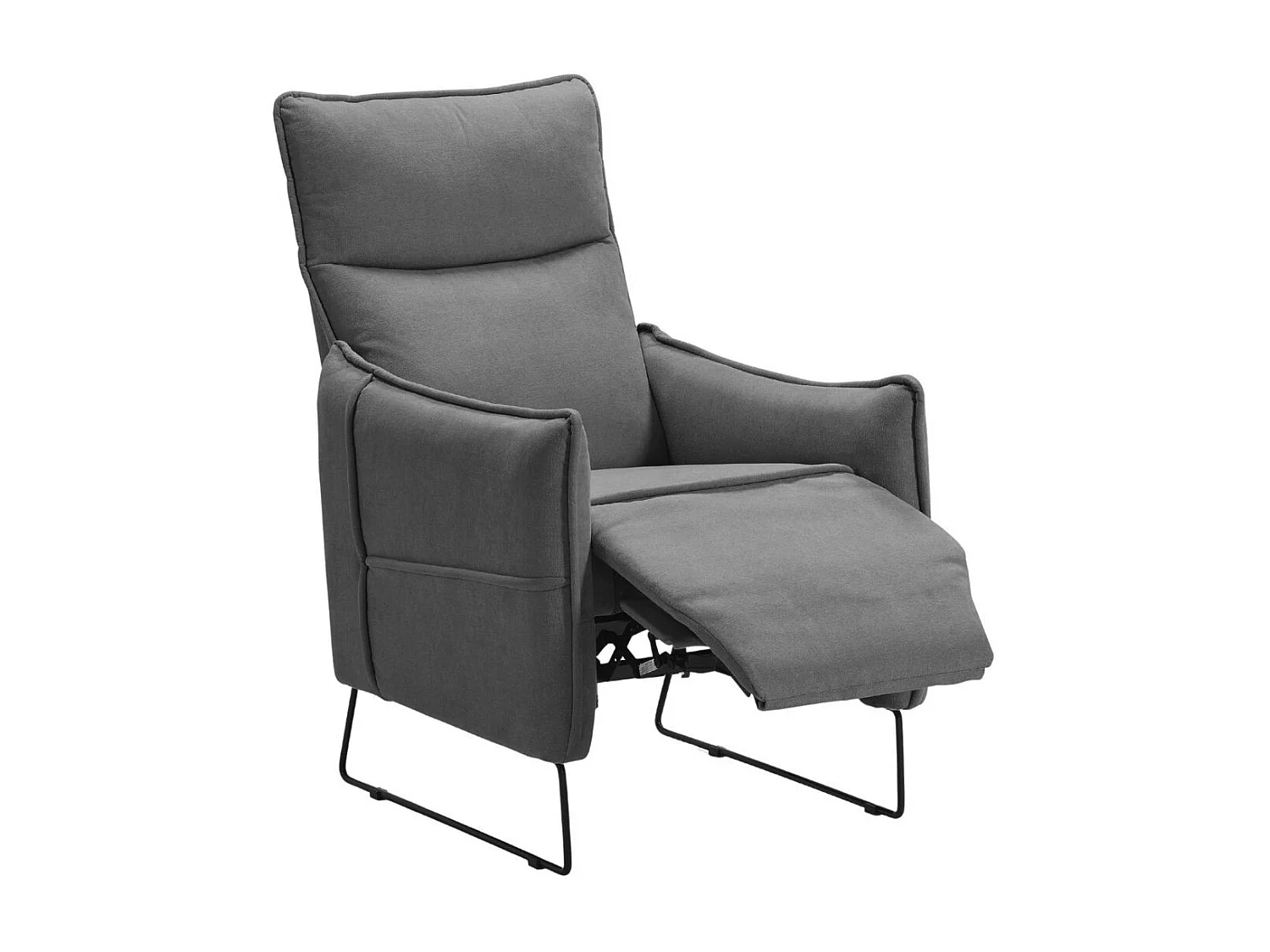 Fauteuil Relax design en tissu gris foncé piètement métal luge - HASSAN