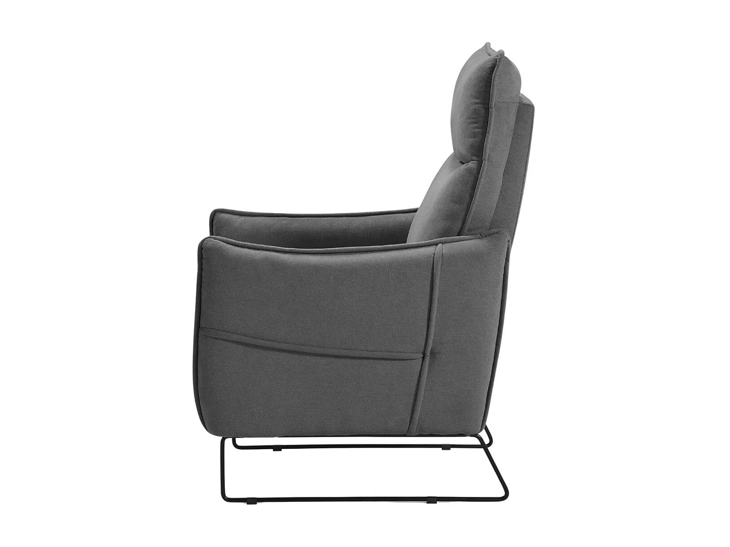 Fauteuil Relax design en tissu gris foncé piètement métal luge - HASSAN
