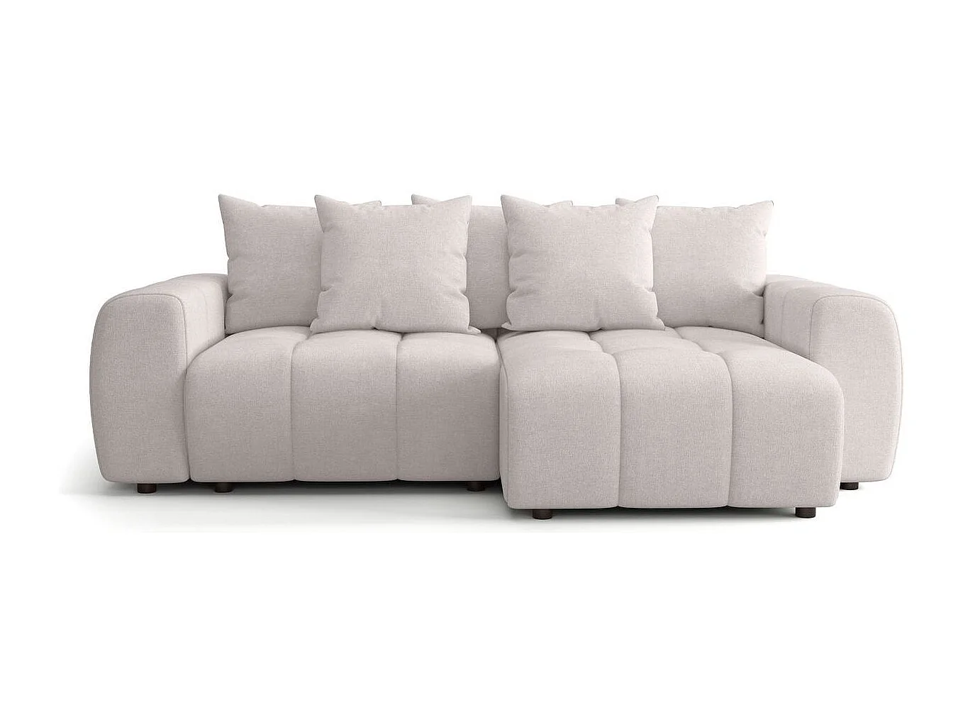 Canapé d'angle convertible réversible 4 places avec coffre de rangement en tissu chenille beige - Rivoli