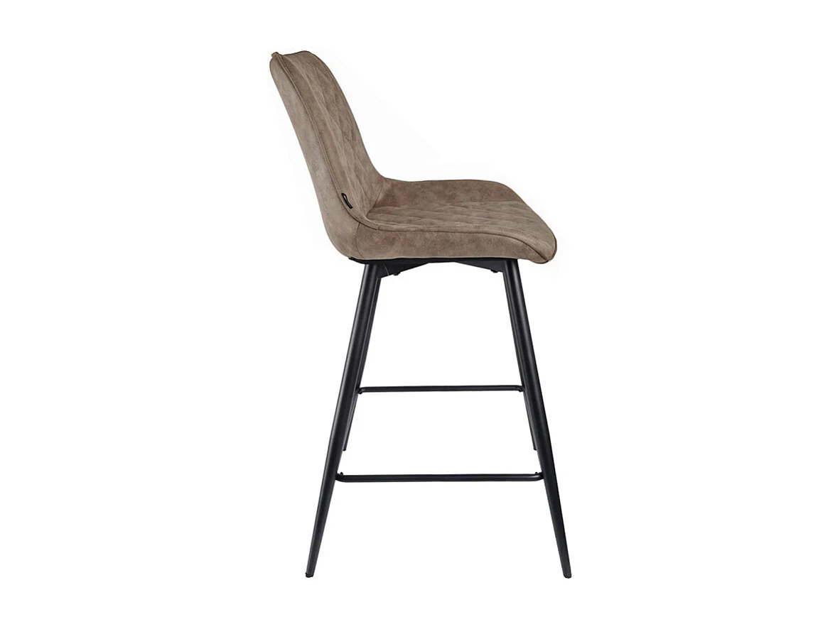 Lot 2 chaises de bar en tissu taupe avec pieds en métal - MANHATTAN 2