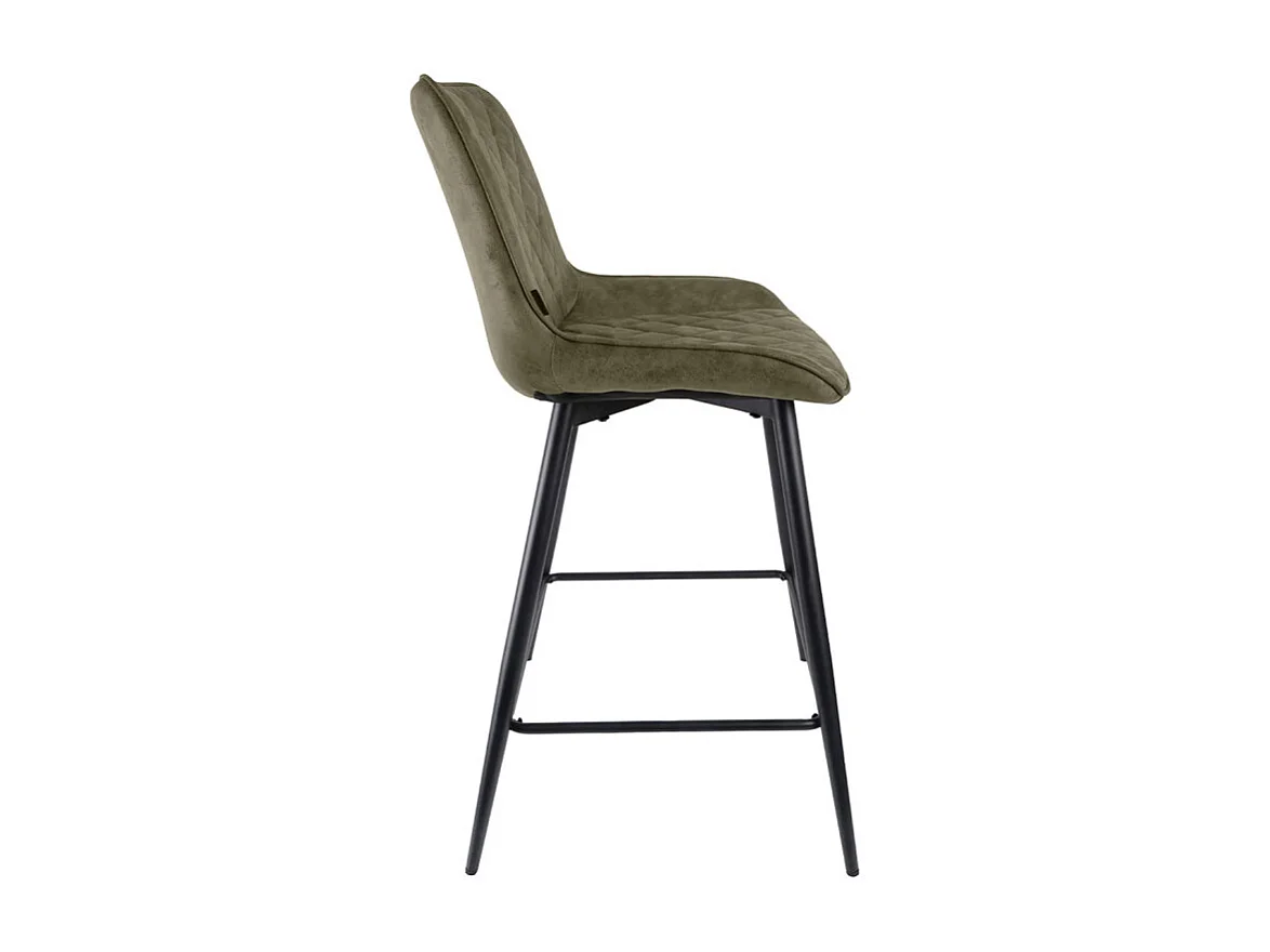 Lot 2 chaises de bar en tissu vert avec pieds en métal - MANHATTAN 2