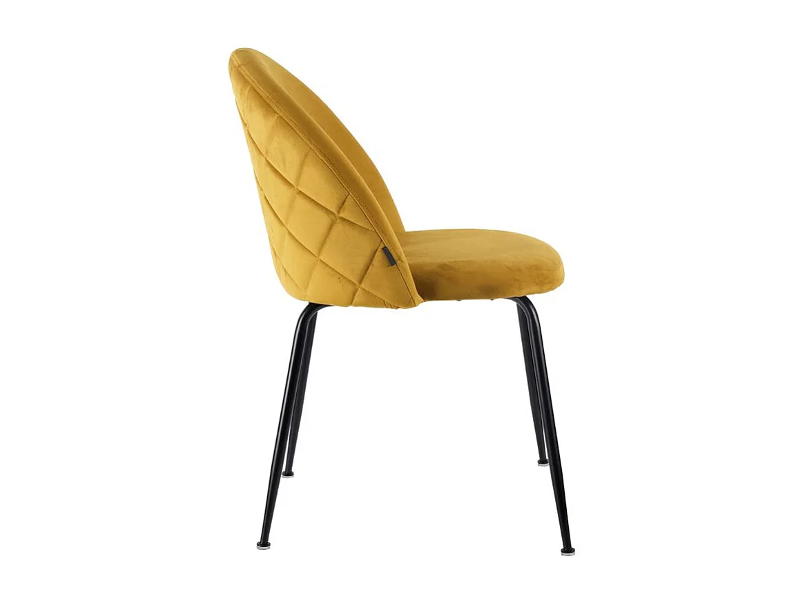 Lot 2 chaises capitonnées en velours jaune pieds métal noir – FARA 2