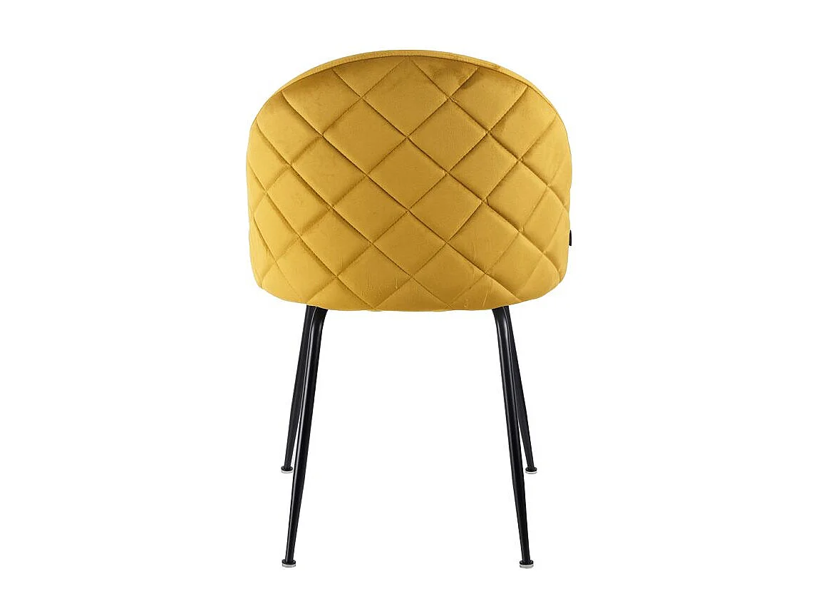 Lot 2 chaises capitonnées en velours jaune pieds métal noir – FARA 2