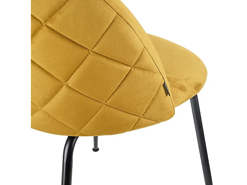 Lot 2 chaises capitonnées en velours jaune pieds métal noir – FARA 2