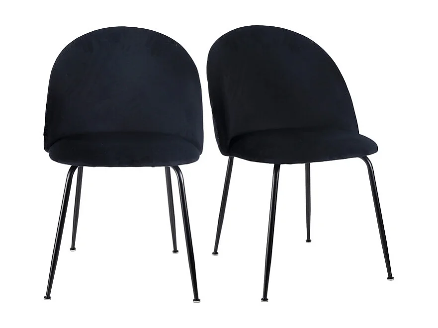 Lot 2 chaises capitonnées en velours noir pieds métal noir – FARA 2