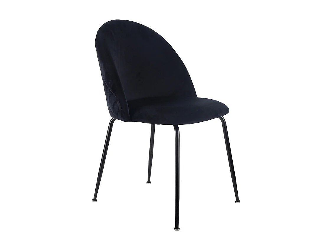 Lot 2 chaises capitonnées en velours noir pieds métal noir – FARA 2