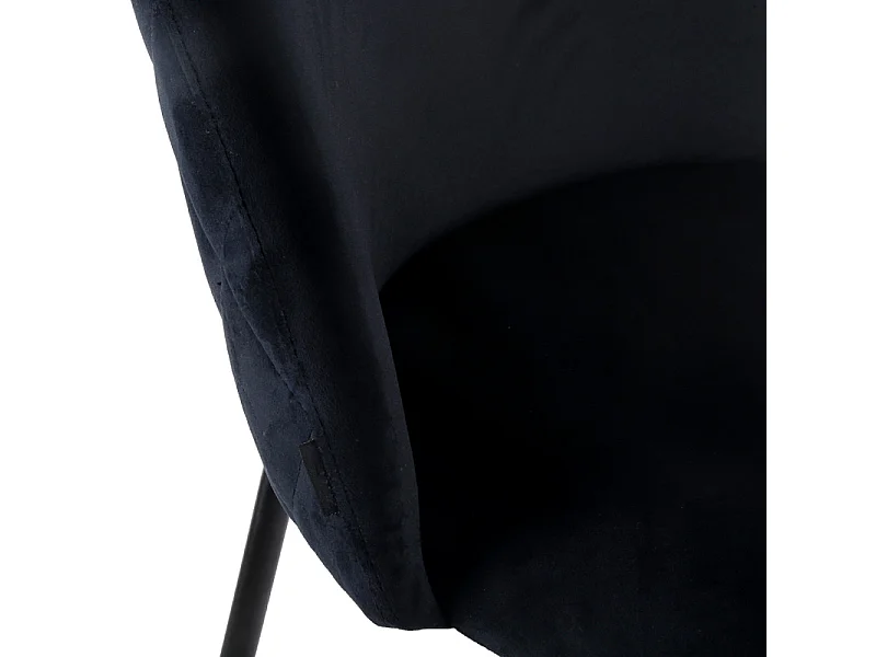 Lot 2 chaises capitonnées en velours noir pieds métal noir – FARA 2