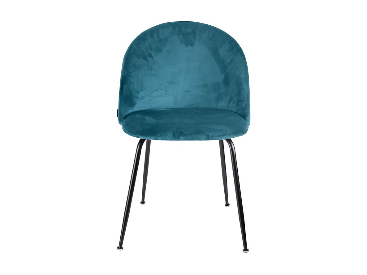 Lot 2 chaises capitonnées velours bleu canard pieds métal – FARA 2