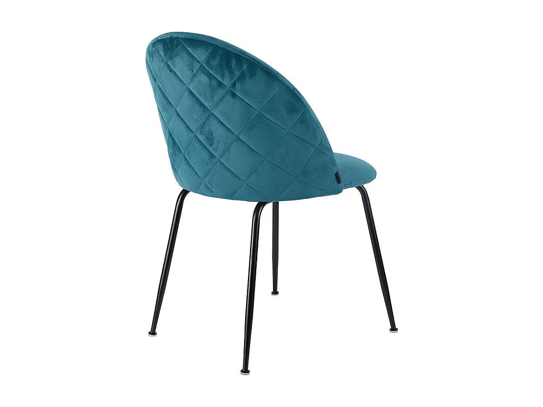 Lot 2 chaises capitonnées velours bleu canard pieds métal – FARA 2