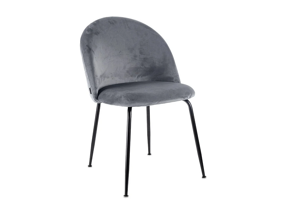 Lot 2 chaises capitonnées velours gris foncé pieds métal – FARA 2