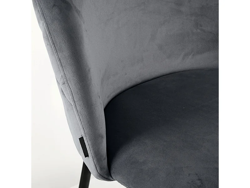 Lot 2 chaises capitonnées velours gris foncé pieds métal – FARA 2