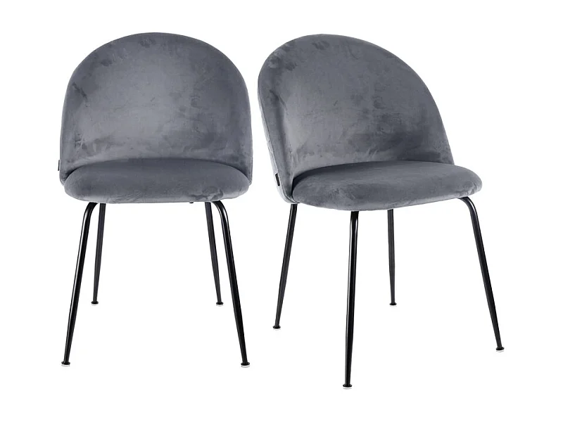 Lot 2 chaises capitonnées velours gris foncé pieds métal – FARA 2