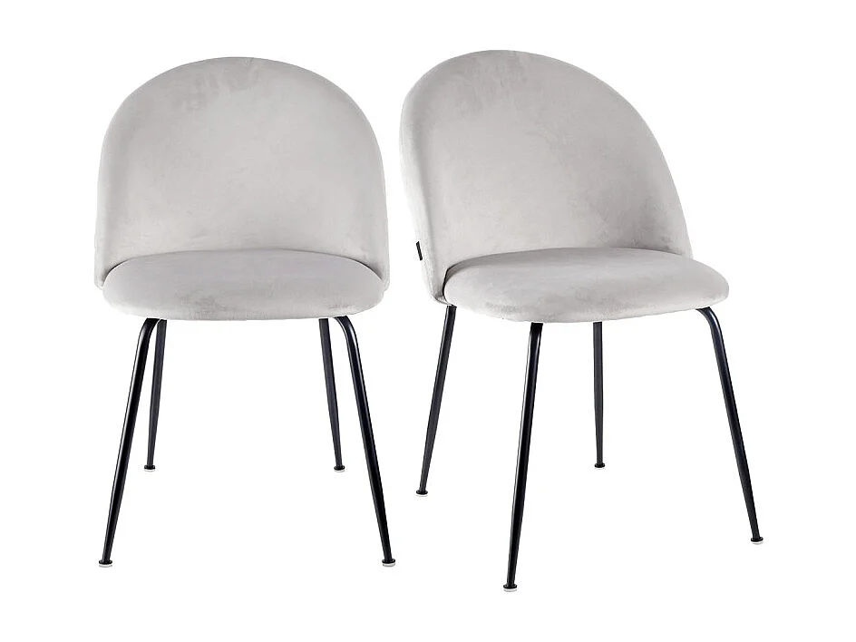 Lot 2 chaises capitonnées velours gris clair pieds métal – FARA 2