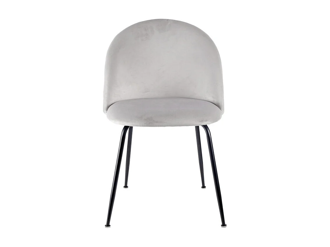 Lot 2 chaises capitonnées velours gris clair pieds métal – FARA 2