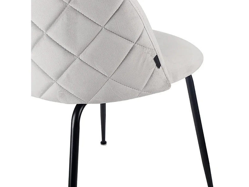 Lot 2 chaises capitonnées velours gris clair pieds métal – FARA 2