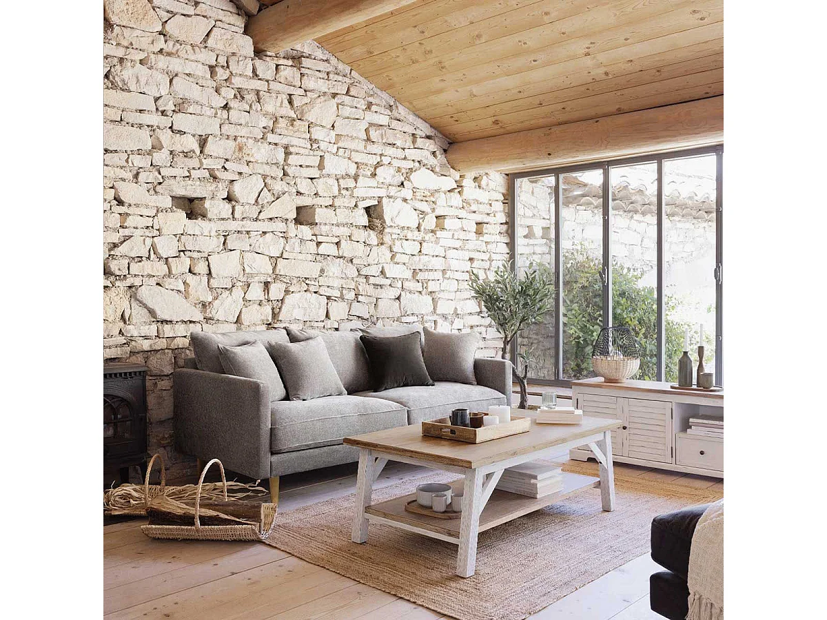 Canapé 3 Places en Tissu "Candice" 194cm Beige