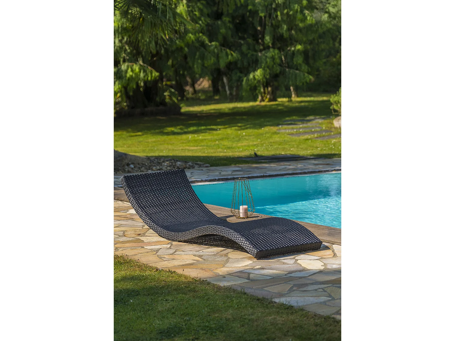 Bain de Soleil Empilable "Cancun" 190cm Noir