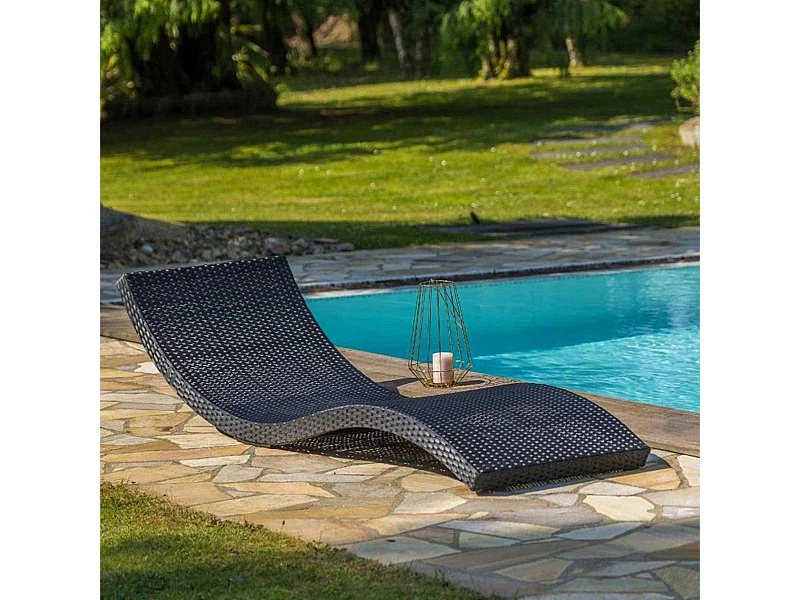Bain de Soleil Empilable "Cancun" 190cm Noir