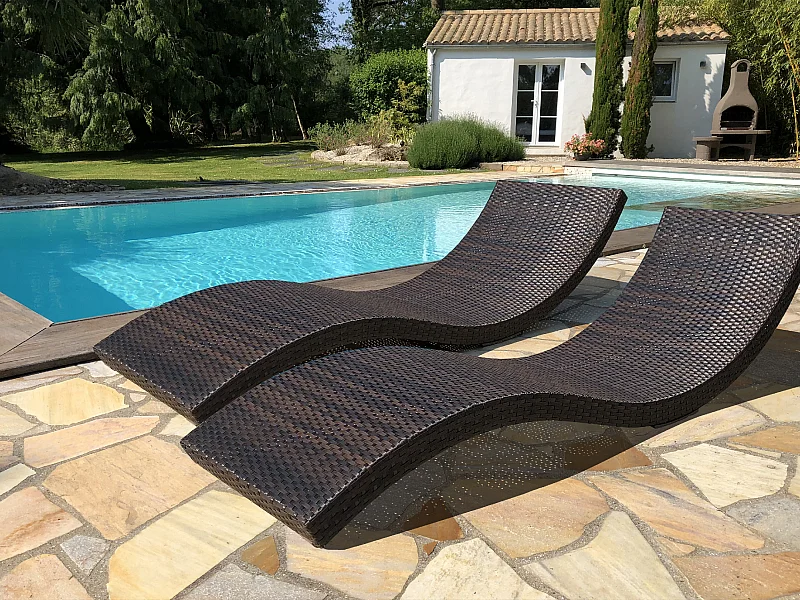 Lot de 2 Bains de Soleil Empilables "Cancun" 190cm Chocolat