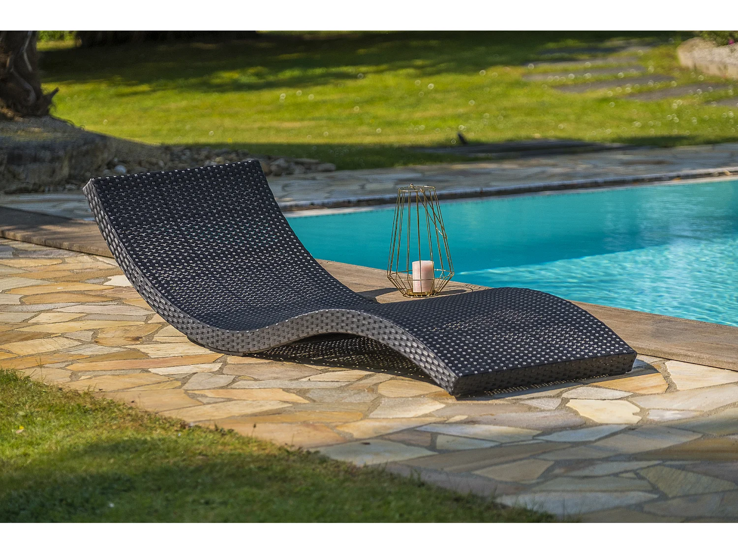 Lot de 2 Bains de Soleil Empilables "Cancun" 190cm Noir