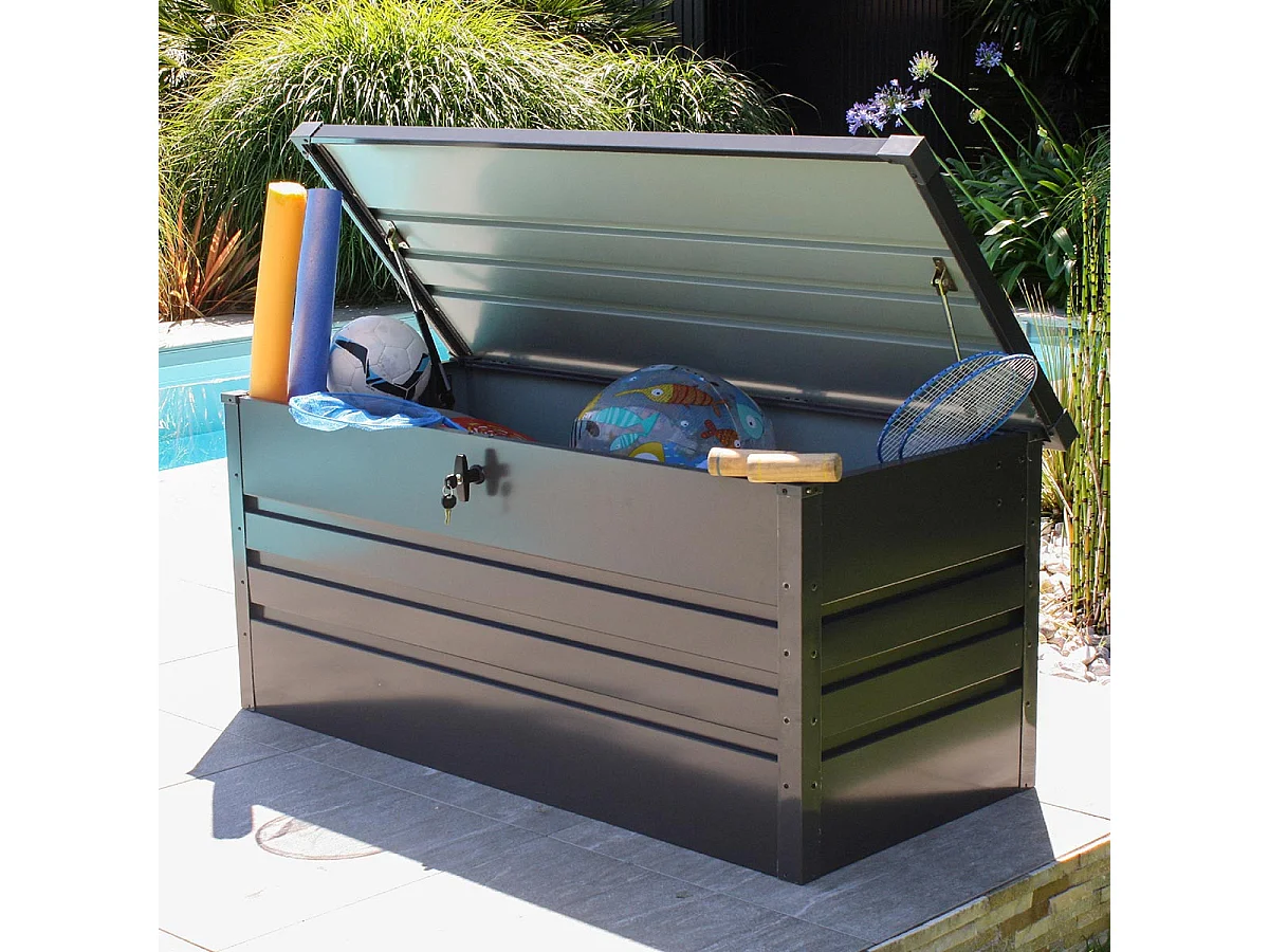 Coffre de Jardin en Métal "Scatola" 165cm Gris Anthracite