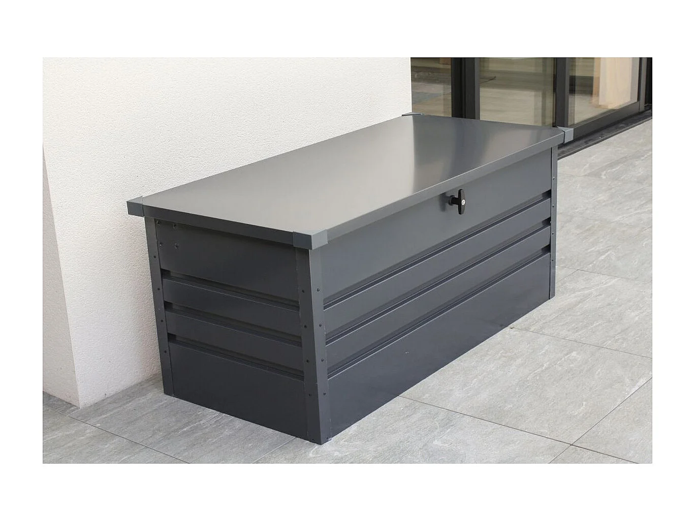 Coffre de Jardin en Métal "Scatola" 165cm Gris Anthracite