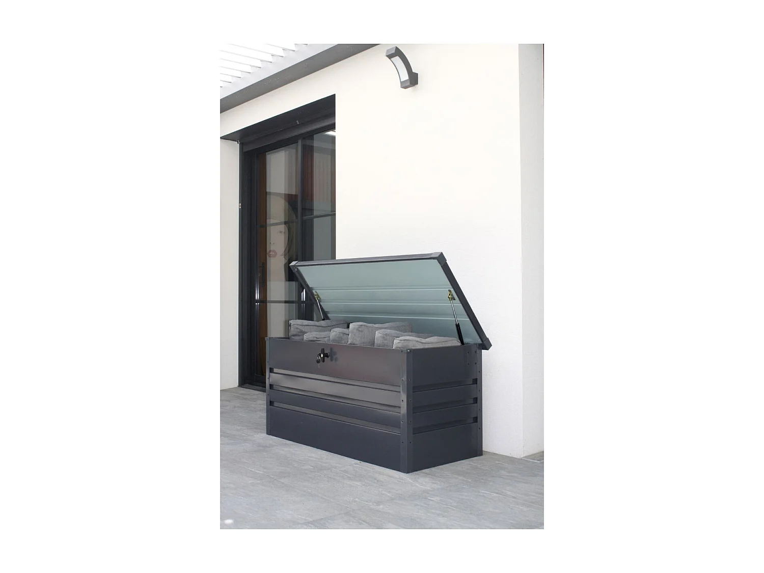 Coffre de Jardin en Métal "Scatola" 120cm Gris Anthracite