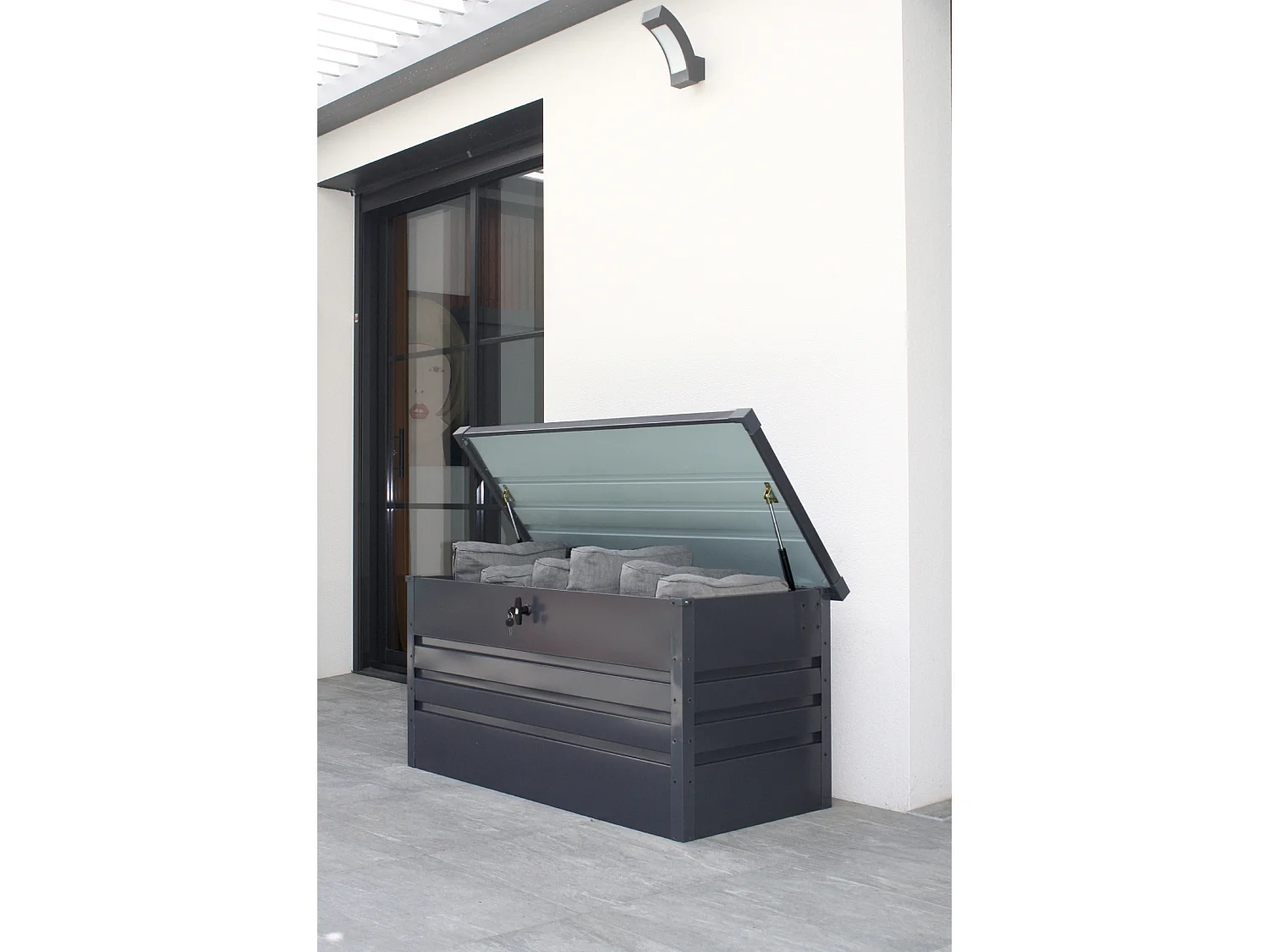 Coffre de Jardin en Métal "Scatola" 120cm Gris Anthracite