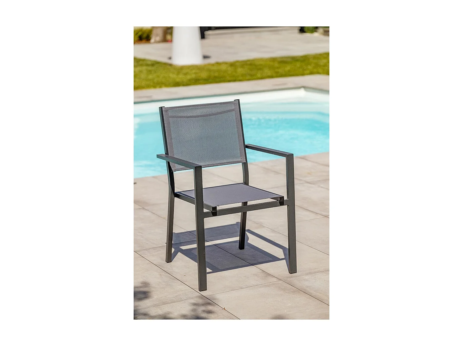Fauteuil de Jardin Empilable "Tolede" 87cm Gris Anthracite
