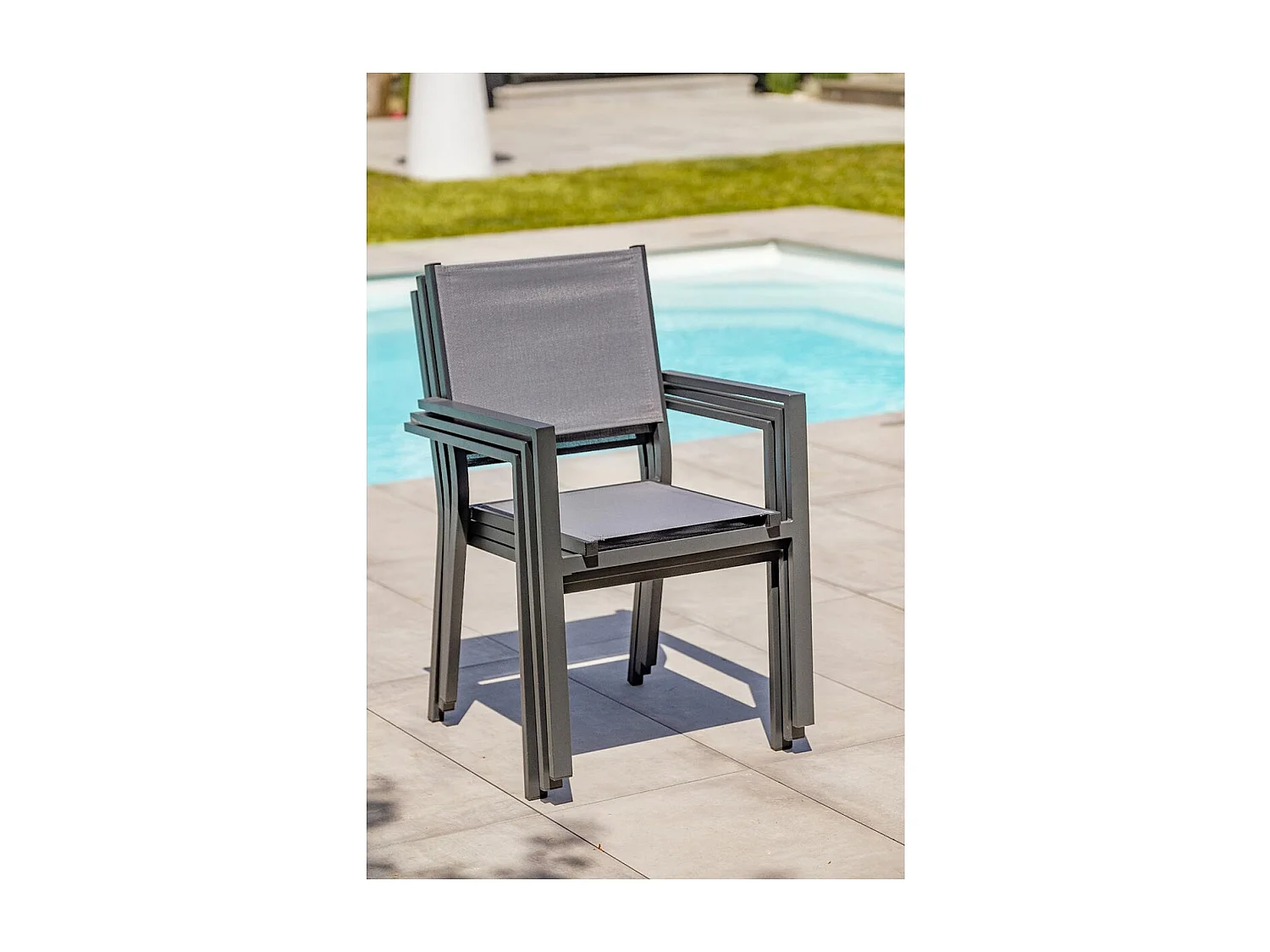 Fauteuil de Jardin Empilable "Tolede" 87cm Gris Anthracite