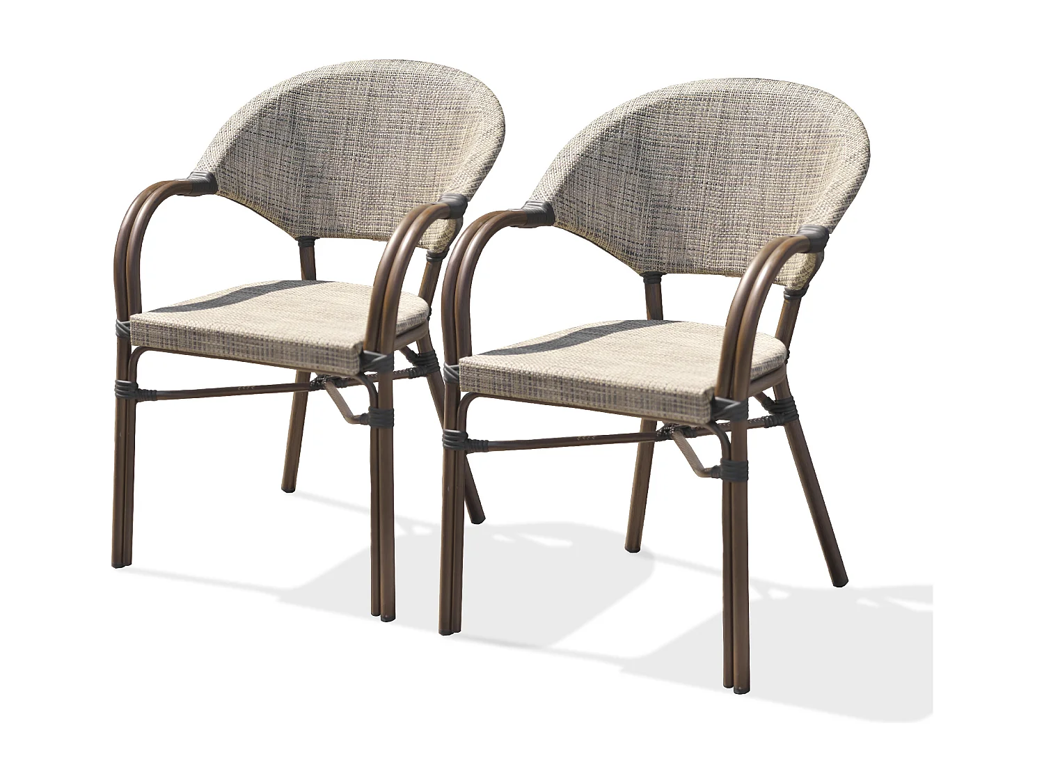 Set mit 2 Gartensesseln ausem Aluminium und beigem Textilene