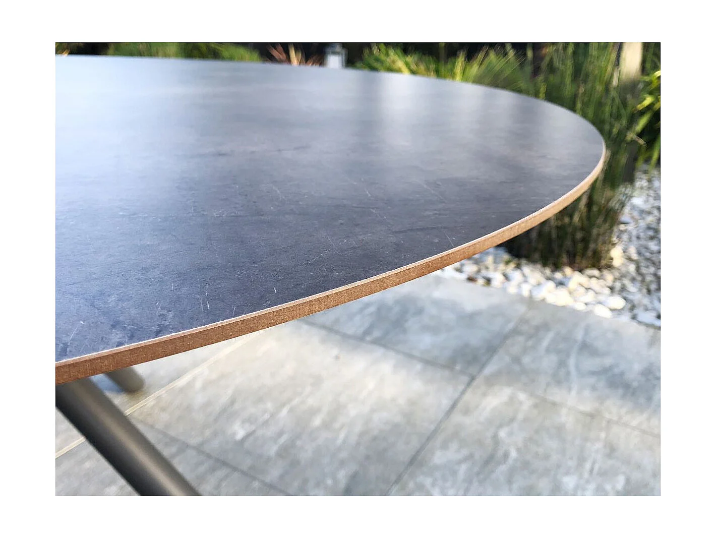 Table de Jardin Ronde "Pilat" 129cm Gris Anthracite