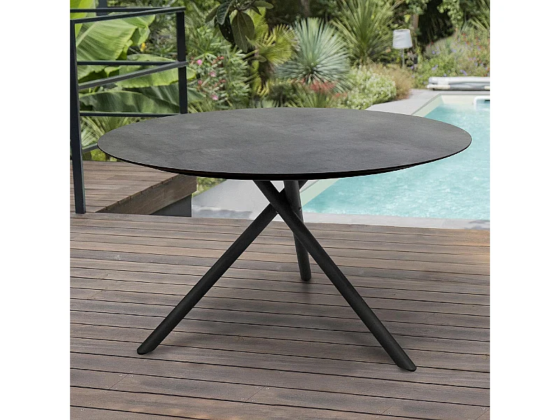 Table de Jardin Ronde "Pilat" 129cm Gris Anthracite