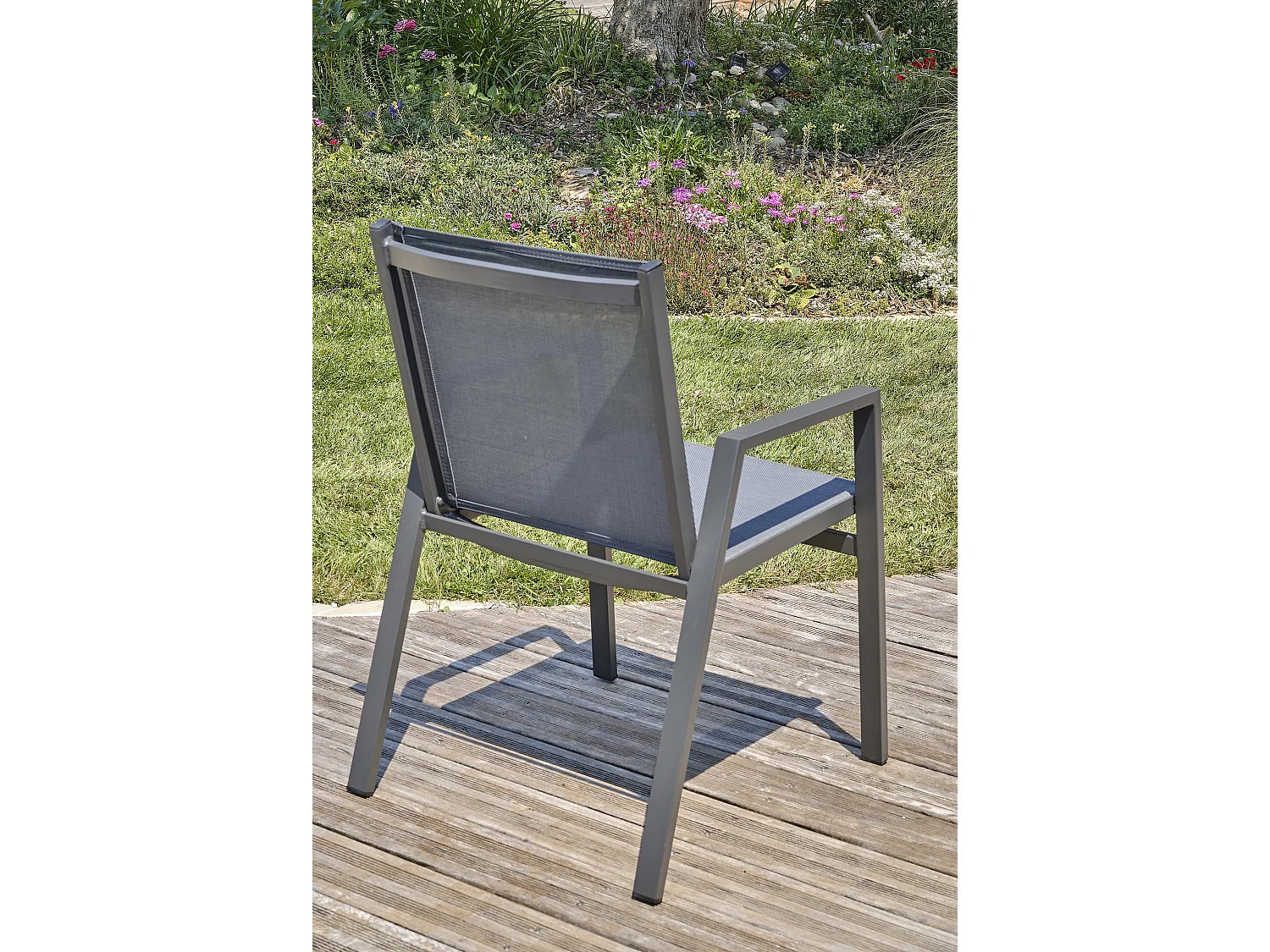 Fauteuil de Jardin Empilable "Floride" 86cm Gris Anthracite