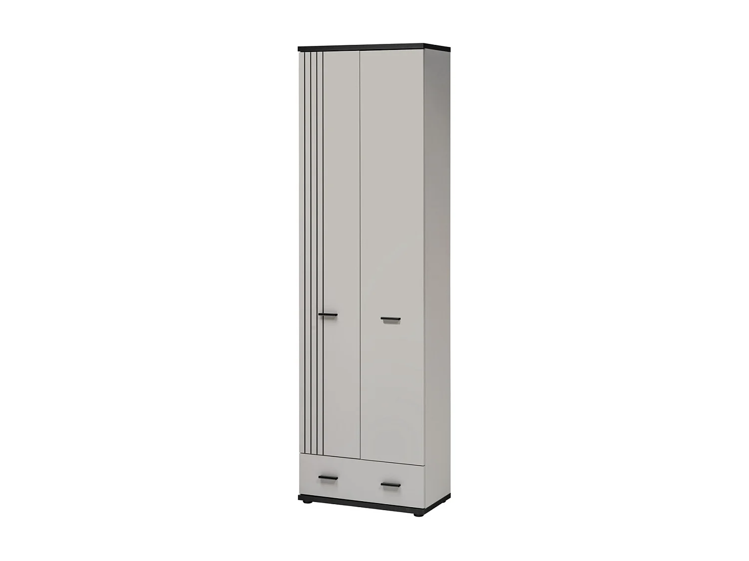 Armoire 2 Portes & 1 Tiroir "Hugo" 60cm Gris & Noir