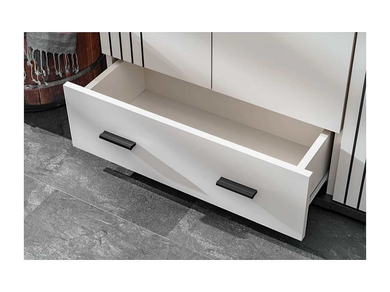 Armoire 2 Portes & 1 Tiroir "Hugo" 60cm Gris & Noir