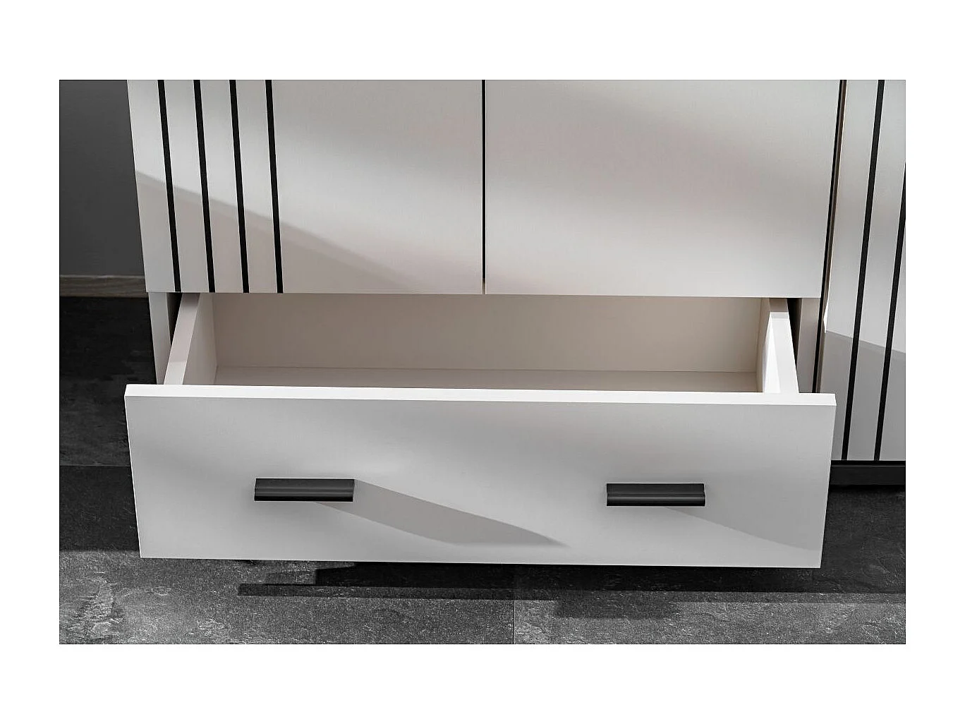 Armoire 2 Portes & 1 Tiroir "Hugo" 60cm Gris & Noir