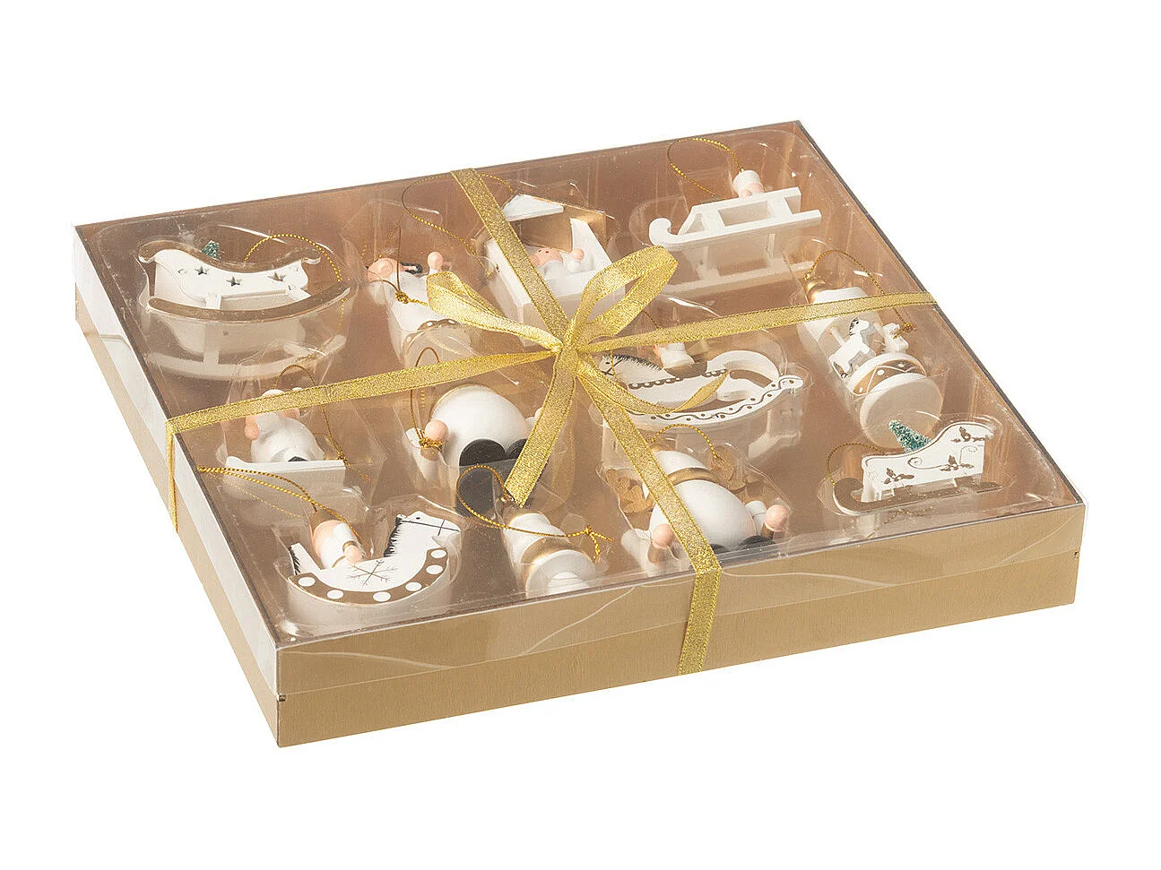 Lot de 12 Sujets de Noël "Donnie" 30cm Blanc & Or