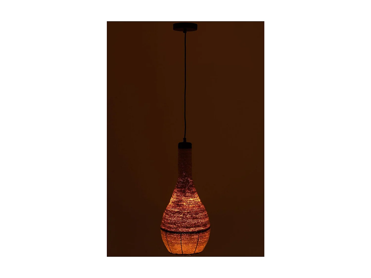 Lampe Suspension en Jonc "Poire" 56cm Naturel